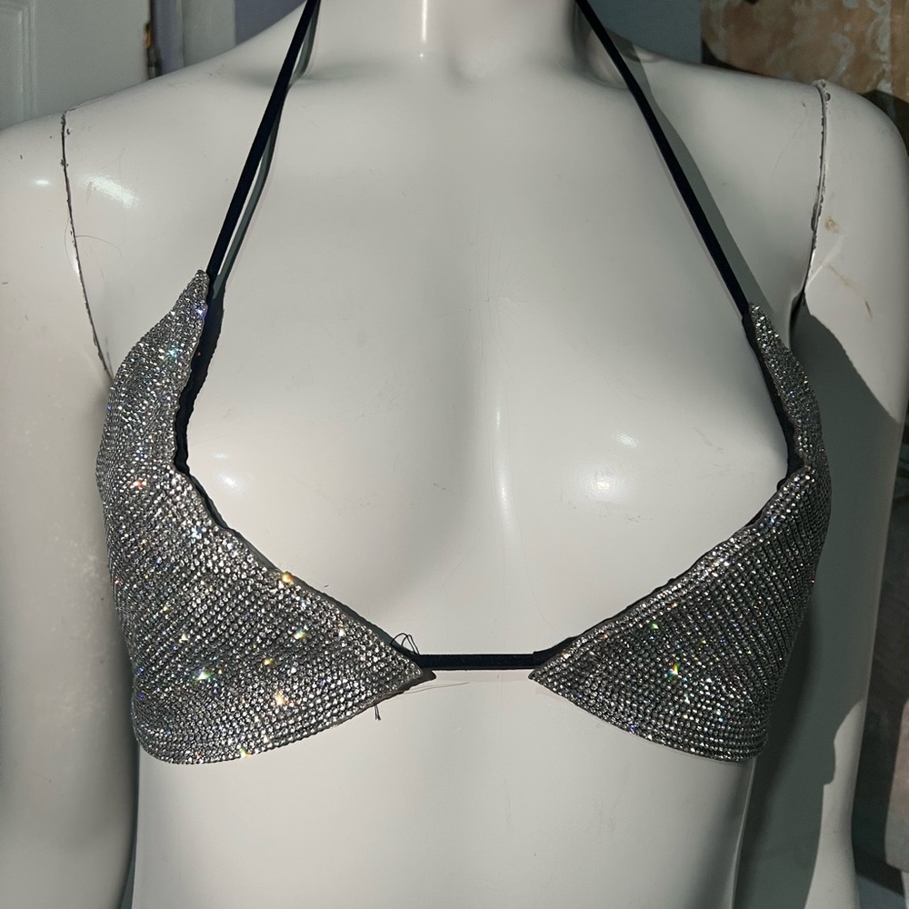 Sparkling Rhinestone Halter Top